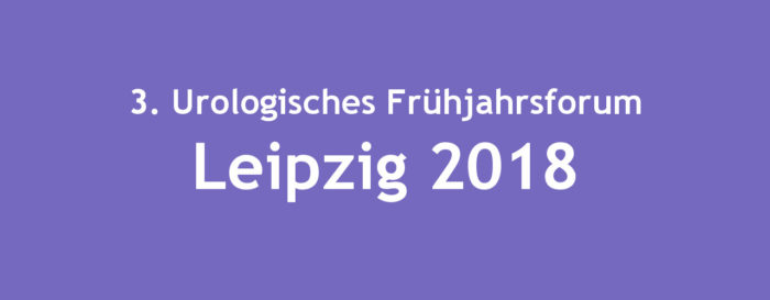 Weißer Text auf violettem Grund: "3. Urologisches Frühjahrsforum Leipzig 2018"